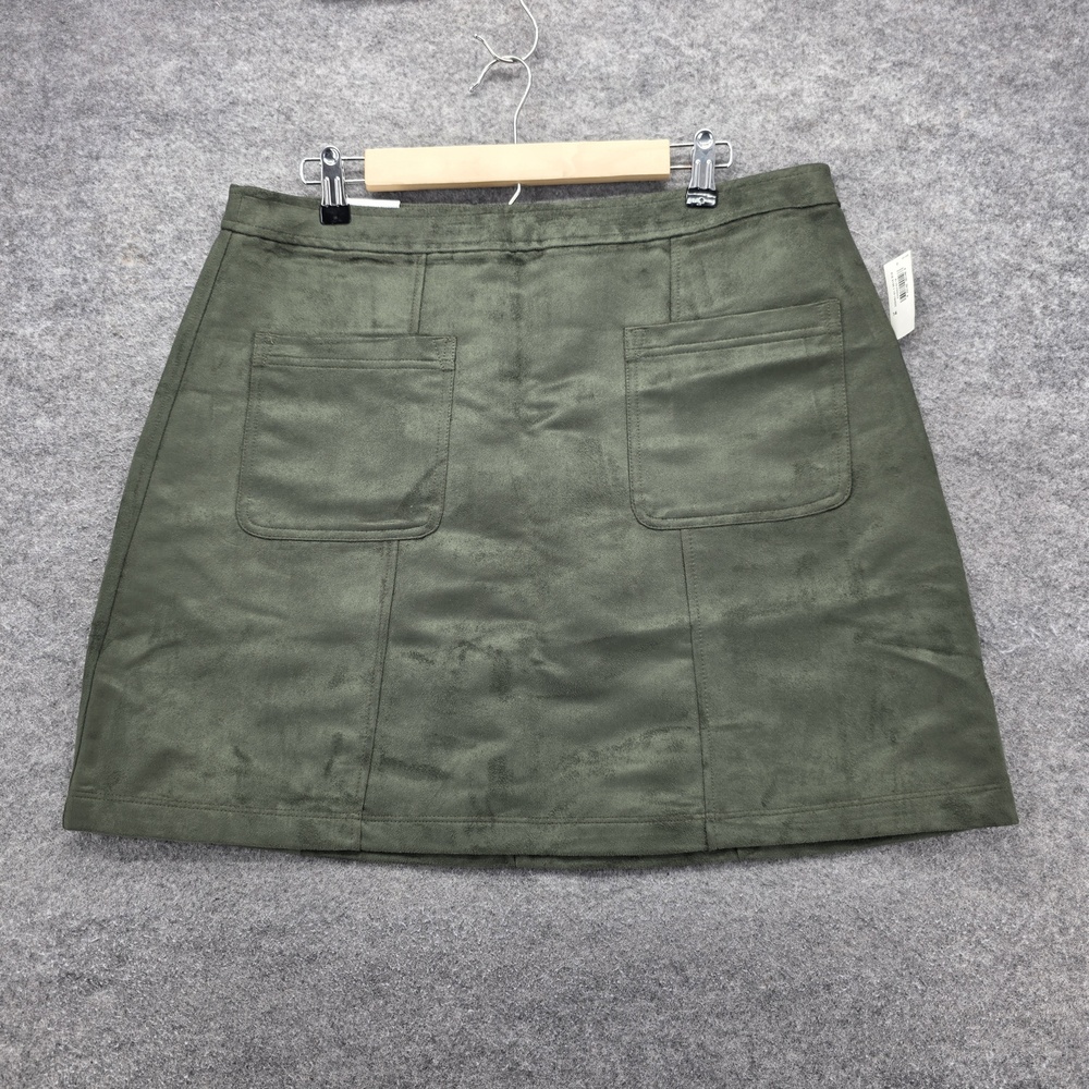 Old Navy Skirt Womens 14 Faux Suede A-Line Front Zip Pockets